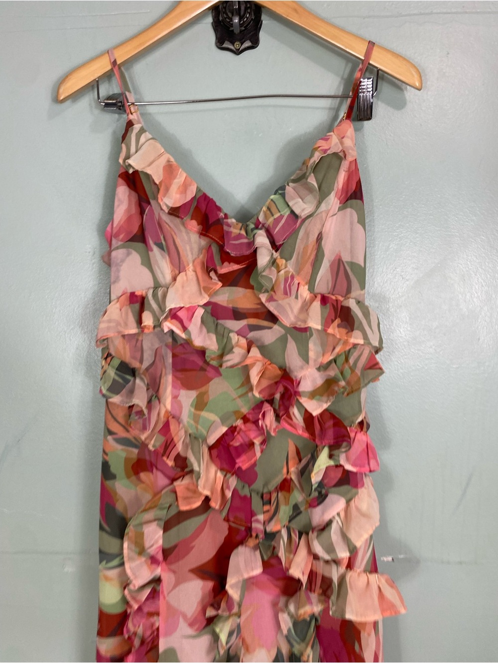Hutch Ruffle Mesh Dress Maxi Slit Size 6 - Picture 3 of 6